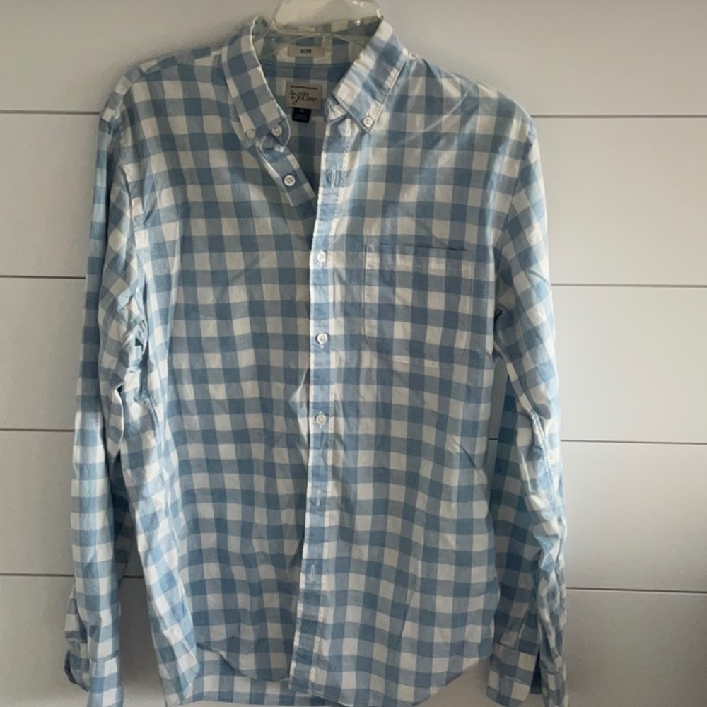 J. Crew Blue and White Casual Button Down Shirt
